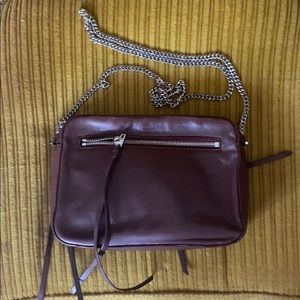 All Saints Fleur Crossbody Burgundy Leather Purse